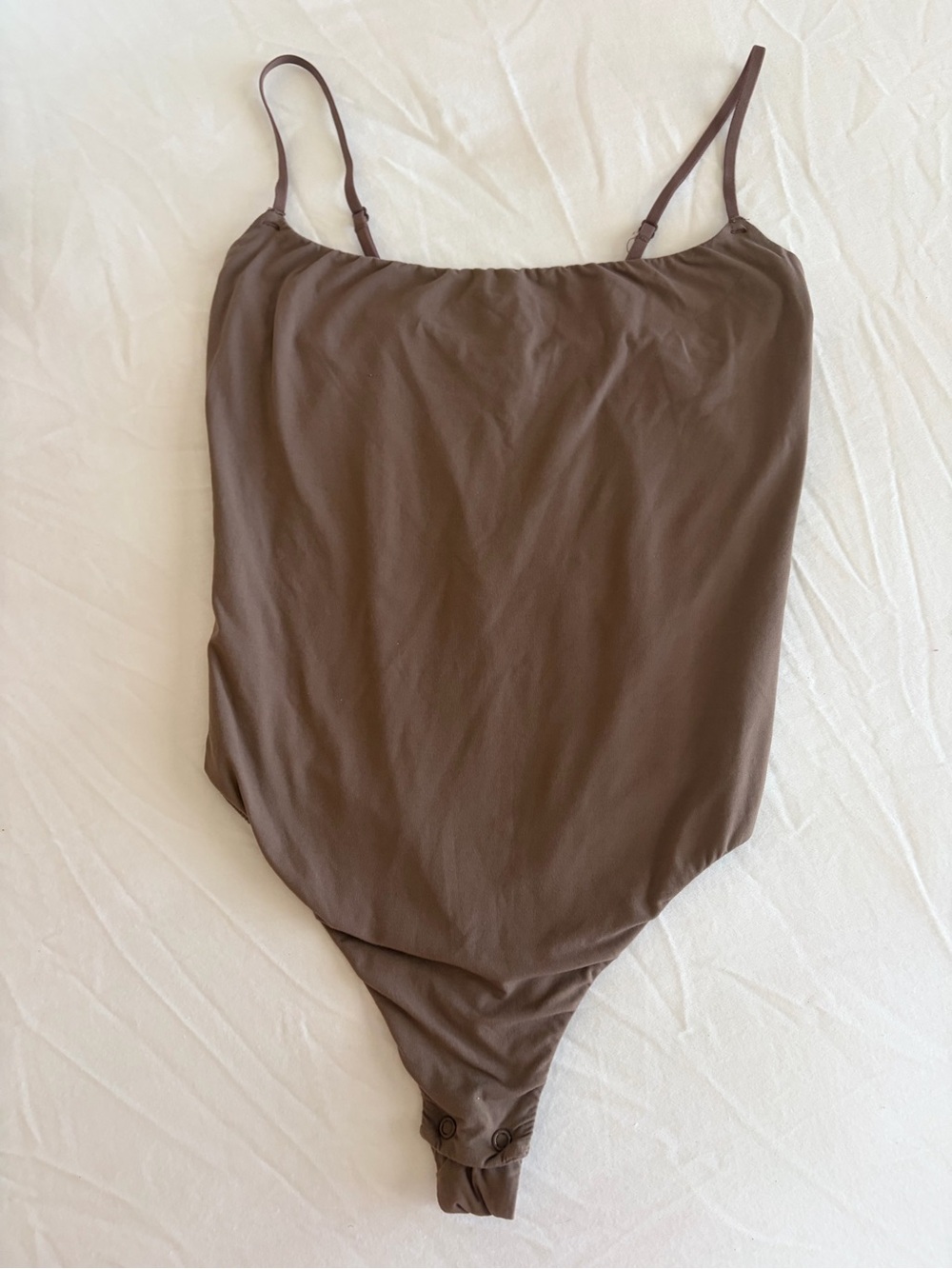 SKIMS Chocolate Brown Scoop-Neck Adjustable Strap Bodysuit